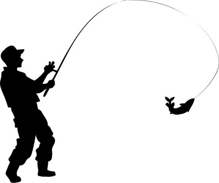 recommend clip art: silhouette of a fisherman with fishing rod