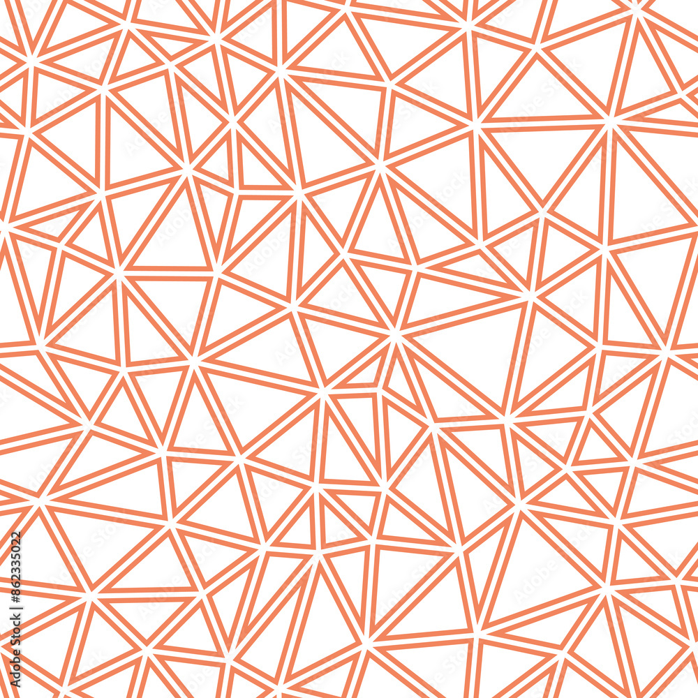 Poster Triangles pattern geometric design. Compact triangles size. Solid Color style. Geometric shapes outlined. Repeatable pattern. Sunset Glow. Vibrant vector tiles. Seamless vector illustration.