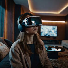  A person using a VR headset.