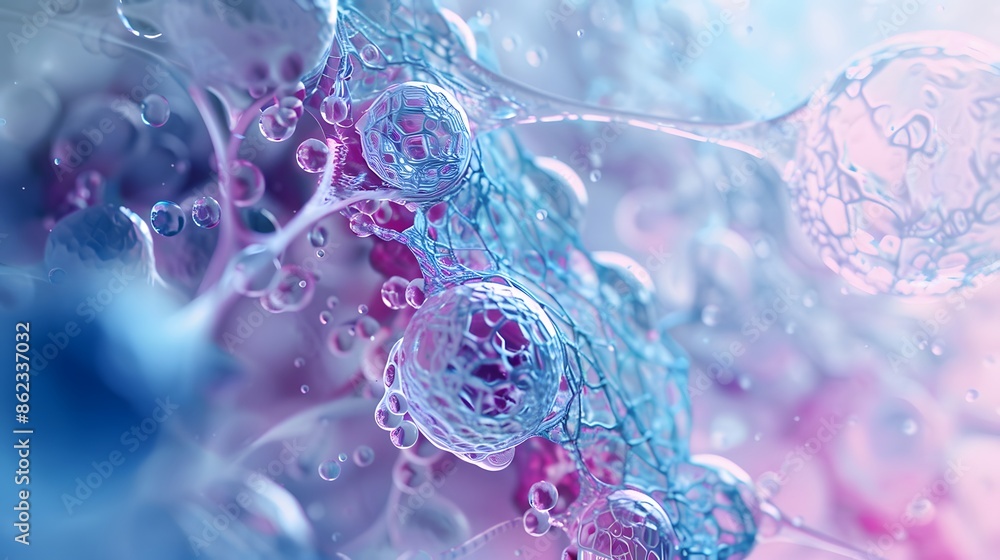 Wall mural 3d rendering of Human cell or Embryonic stem cell microscope background.