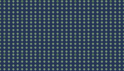 Pattern with green tree motif, a green tree pattern on a deep blue background