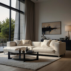 modern living room interior design with white sofa and home outdoor design