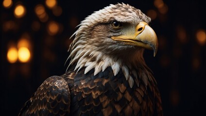 Fototapeta premium Old school style eagle tattoo design with black background.