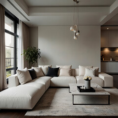 modern living room interior design with white sofa and home outdoor design