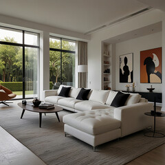modern living room interior design with white sofa and home outdoor design