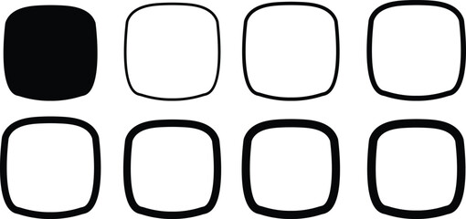 square frames with round corners icon set, Vector graphic design template, simple abstract geometric shapes. Trendy graphic elements for your unique design. isolated on transparent background,