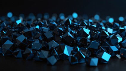 Fototapeta premium Technology with polygonal shapes on dark Black blue background.