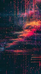 Abstract digital art with red and orange lines on a dark background