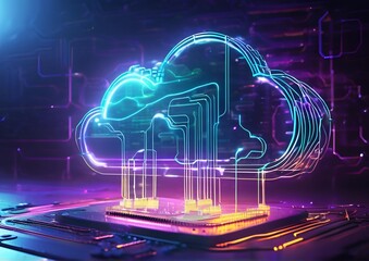 Fototapeta premium Cloud Computing Revolution: Cutting-Edge Technology for Modern Business.