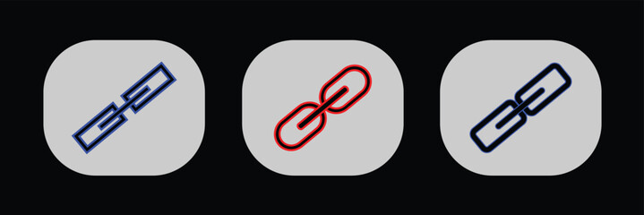 Link icon flat editable icon mark set.