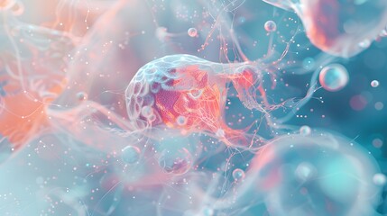 3d rendering of Human cell or Embryonic stem cell microscope background.
