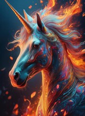 Unicorn with abstract beauty ,painting