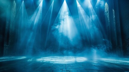 The abstract vector design of the backdrop added a vibrant touch to the stage, enhancing the lighting and spotlight effects, and elevating the overall scene of the theater show, concert, and entertain