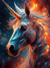Unicorn with abstract beauty ,painting
