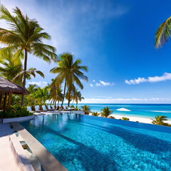 Fototapeta premium pool in tropical resort