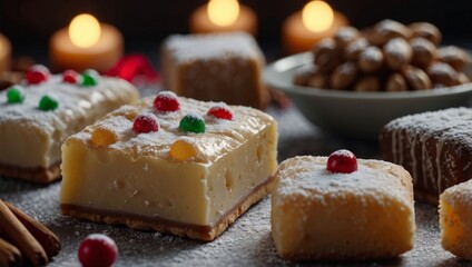 Beautiful composition of Christmas cooking of traditional holiday sweets.