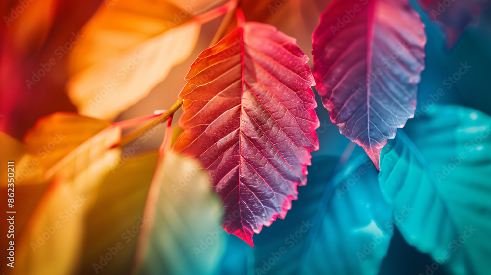 Poster abstract colorful leaves background. in the style of artistic design concept with a gradient color o