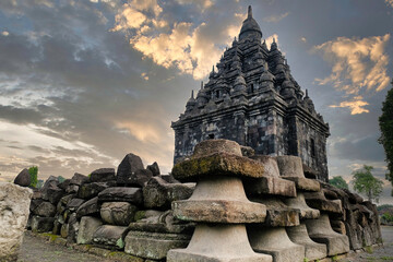 Newly reconstructed Sojiwan Buddhist temple in Prambanan, Central Java - Indonesia