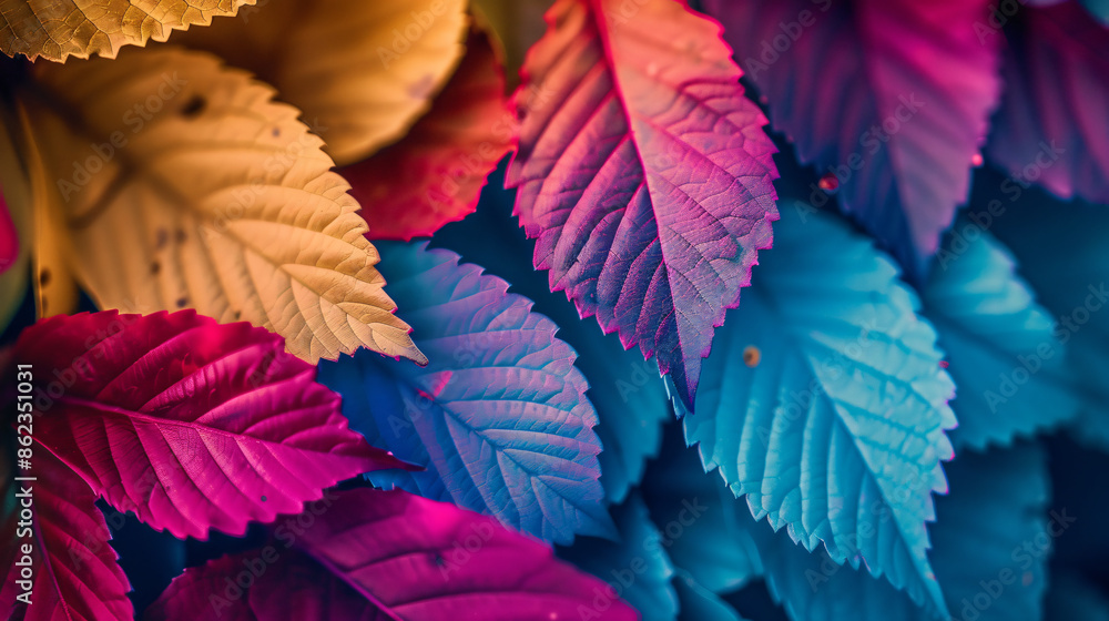 Poster abstract colorful leaves background. in the style of artistic design concept with a gradient color o