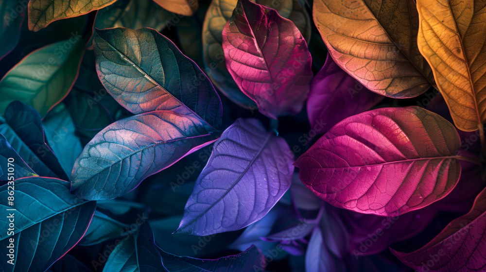 Aufkleber abstract colorful leaves background. in the style of artistic design concept with a gradient color o