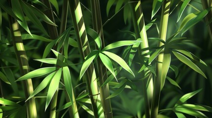 Close-up of green bamboo forest, nature and tranquility concept