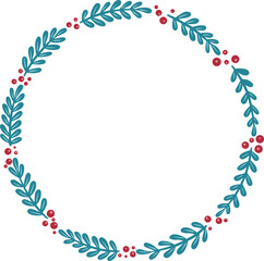 Red wild berry with bunch of leaves for decoration on Christmas holiday and nature concept.