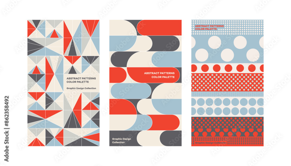 Poster triangle round circle pattern design mid-century geometric abstract pattern with simple shapes beaut