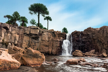 Giant's Waterfall over the Agrio River in Caviahue, Patagonia Argentina