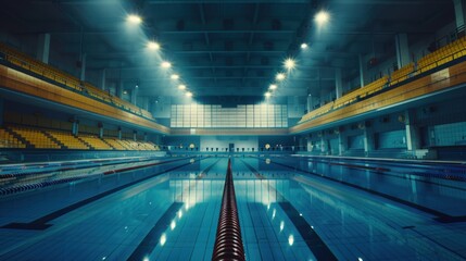 A large swimming pool with a dark blue color. Generate AI image