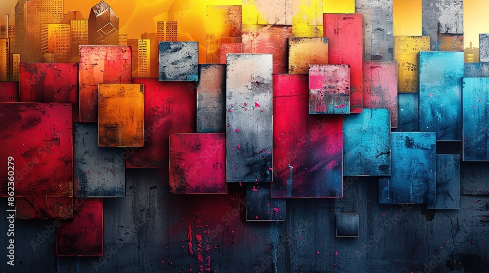 Aufkleber get inspired by 3d geometric abstract backgrounds with artistic and bold compositions