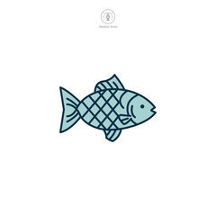 Obraz premium Fish Icon symbol vector illustration isolated on white background