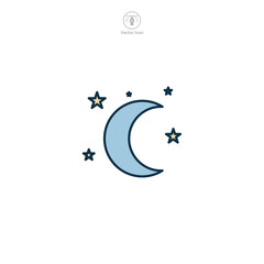 Obraz premium Moon Stars Icon symbol vector illustration isolated on white background