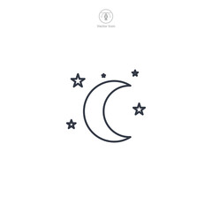 Moon Stars Icon symbol vector illustration isolated on white background