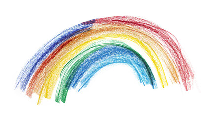 Fototapeta premium The child's rainbow crayon drawing isolated on a transparent background