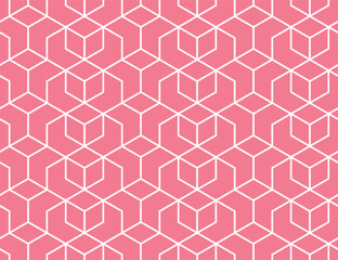 The geometric pattern with lines. Seamless vector background. White and pink texture. Graphic modern pattern. Simple lattice graphic design