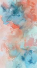 Abstract Watercolor Painting in Blue and Coral

