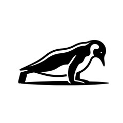 Penguin doing strength training push ups Vector Logo