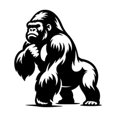 Strong gorilla in thoughtful pose Vector Logo