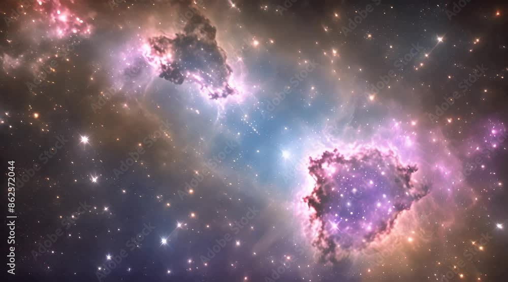 Wall mural nebula clouds colourful travel and star loop. 3d rendering. this clip is a cloud colourful with star