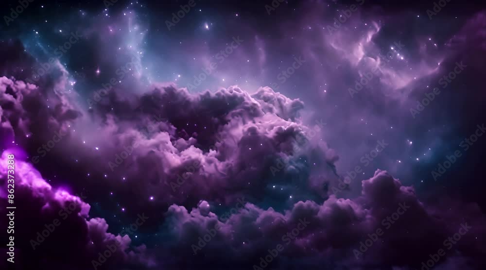 Wall mural nebula clouds colourful travel and star loop. 3d rendering. this clip is a cloud colourful with star