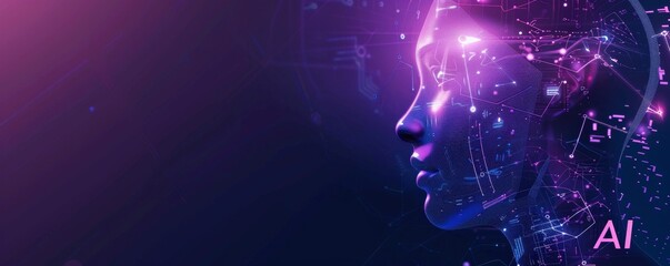 AI concept art illustration showcasing futuristic technology in a human-like head