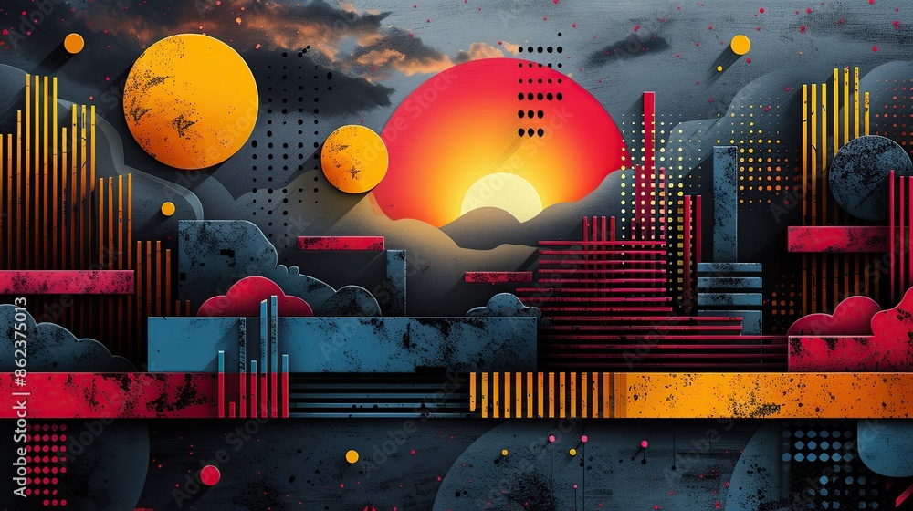 Poster transform your space with 3d geometric abstract backgrounds for a modern look