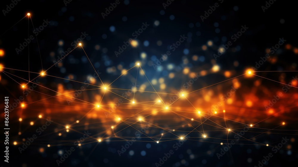 Poster abstract background with wires and glowing particles
