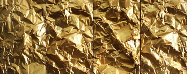 Crinkled gold foil texture in vertical panels
