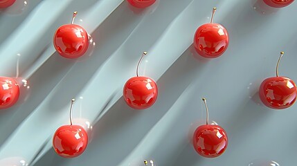 A close up of a bunch of red cherries