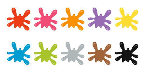 Vector illustration of cartoon paint blobs. Paint splashes of different colors.