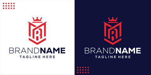 Initial letter RM for crown and shield logo design, Design Inspiration, Illustration, Vector