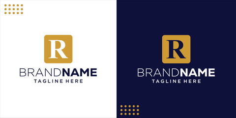 letter R logo square ribbon line logo, Design Inspiration, Illustration, Vector