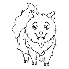 cartoon funny hairy dog sitting line art
