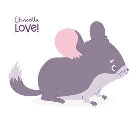 Cute cartoon chinchilla. Funny animal rodent character. Vector illustration